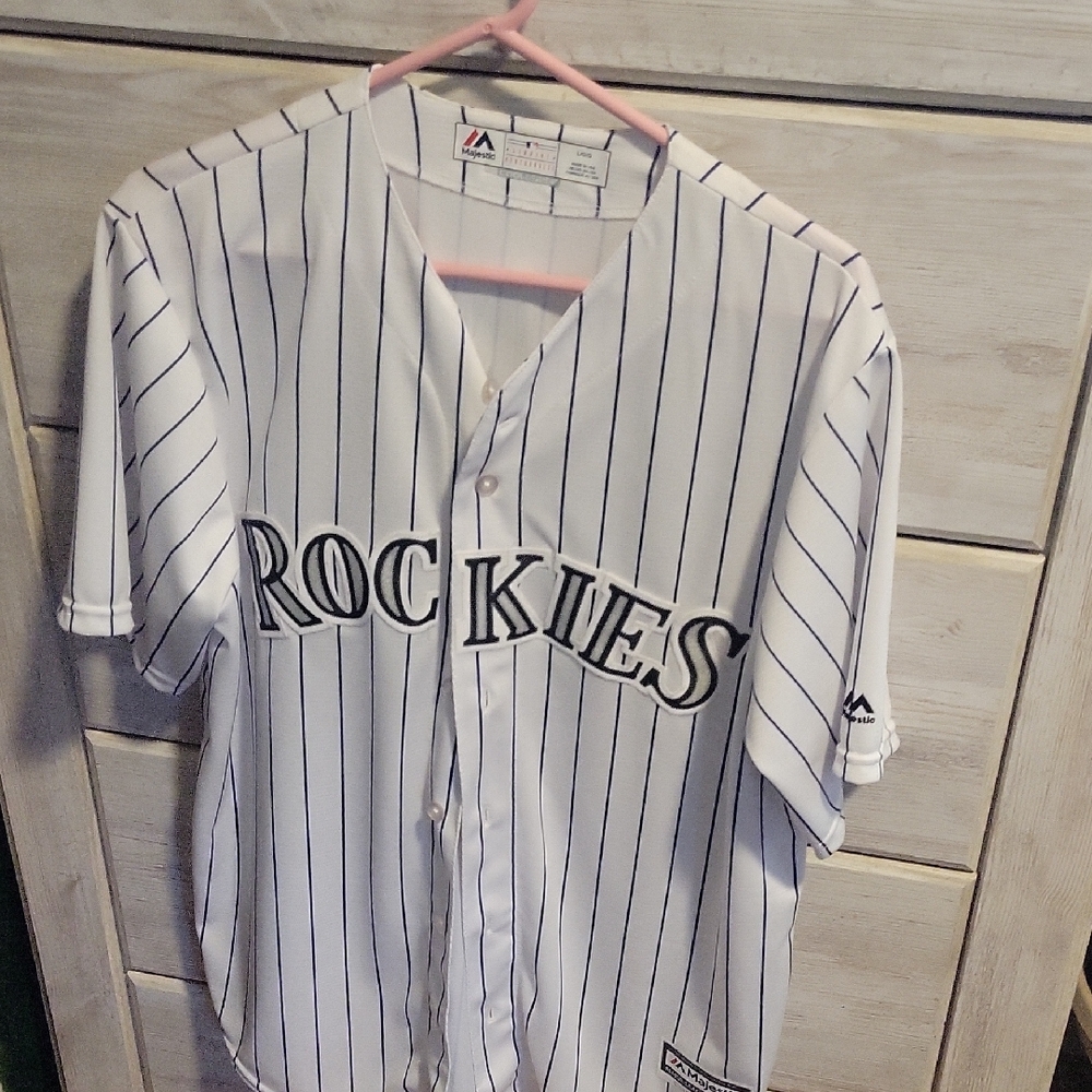 Majestic Rockies Pinstripe Jersey Morneau